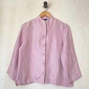 Eileen Fisher Silk Textured Jacket in Pink size Small